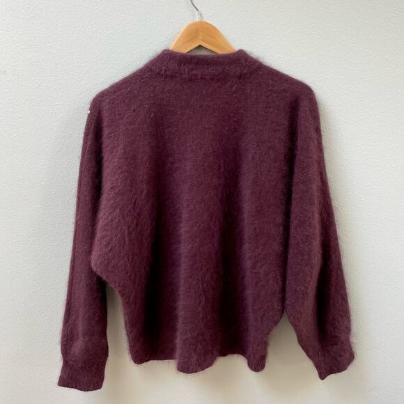 Vintage Angora Cardigan Sweater Oversized Knit w/ Beaded Sequins Women's Small - Picture 3 of 9